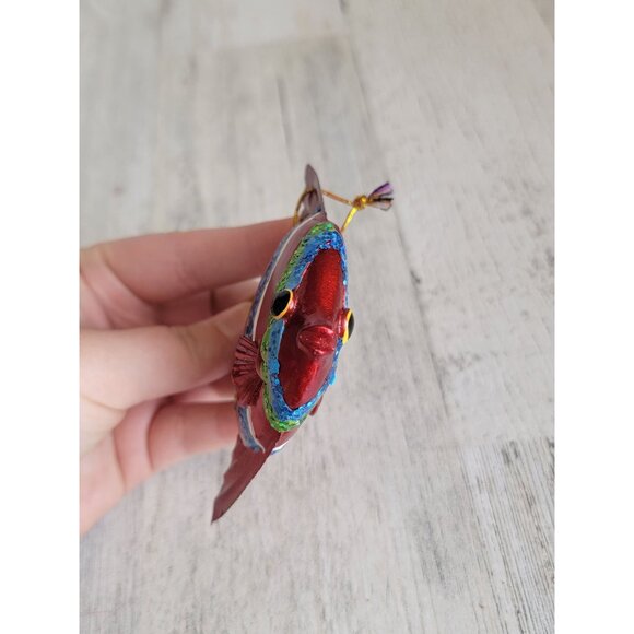 Unique red striped angel fish glitter ornament Xmas ocean sea - Picture 7 of 7